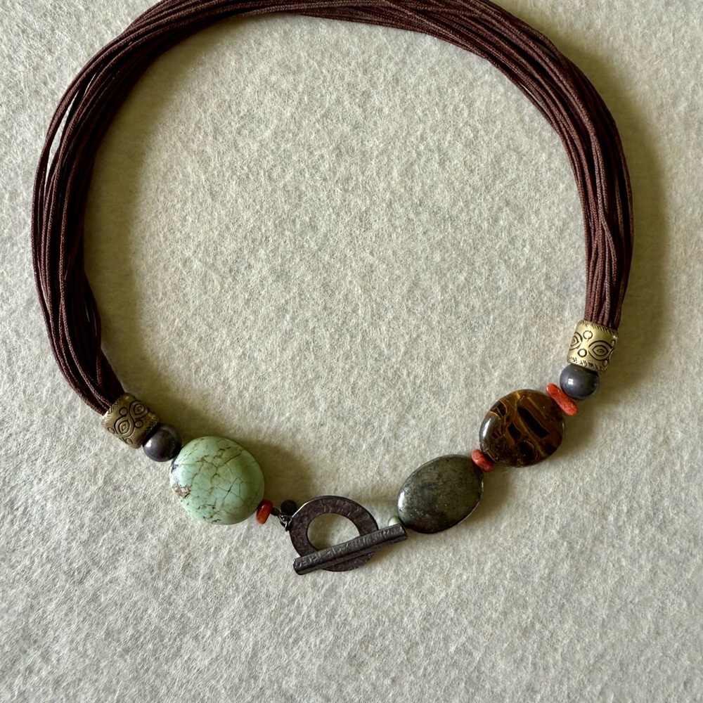 Silpada Brown Multistrand Necklace with Earthy Stone Accents